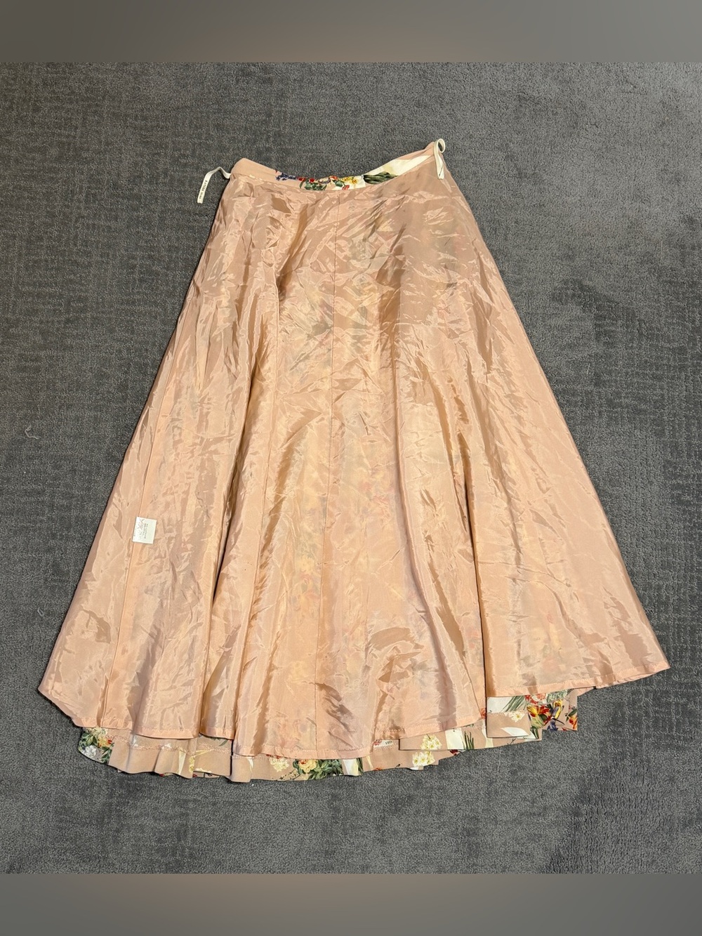 Vintage Kaneko Isao Floral Ribbon Bouquet Midi Skirt Lining K64FS07 - Picture 6 of 6